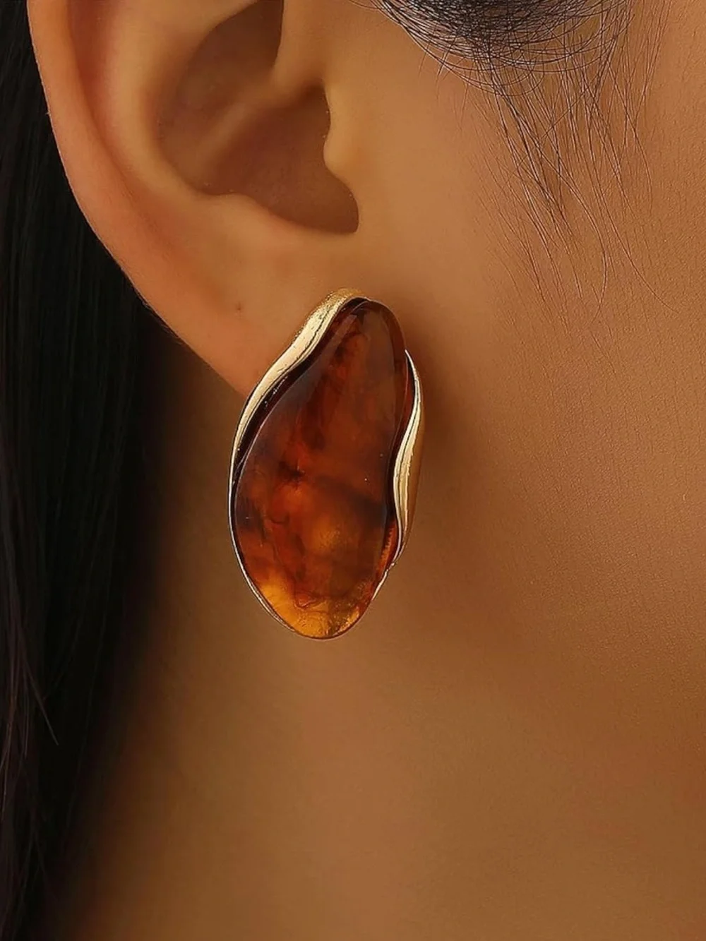 Golden Ember Couture Abstract Statement Jewelry Set